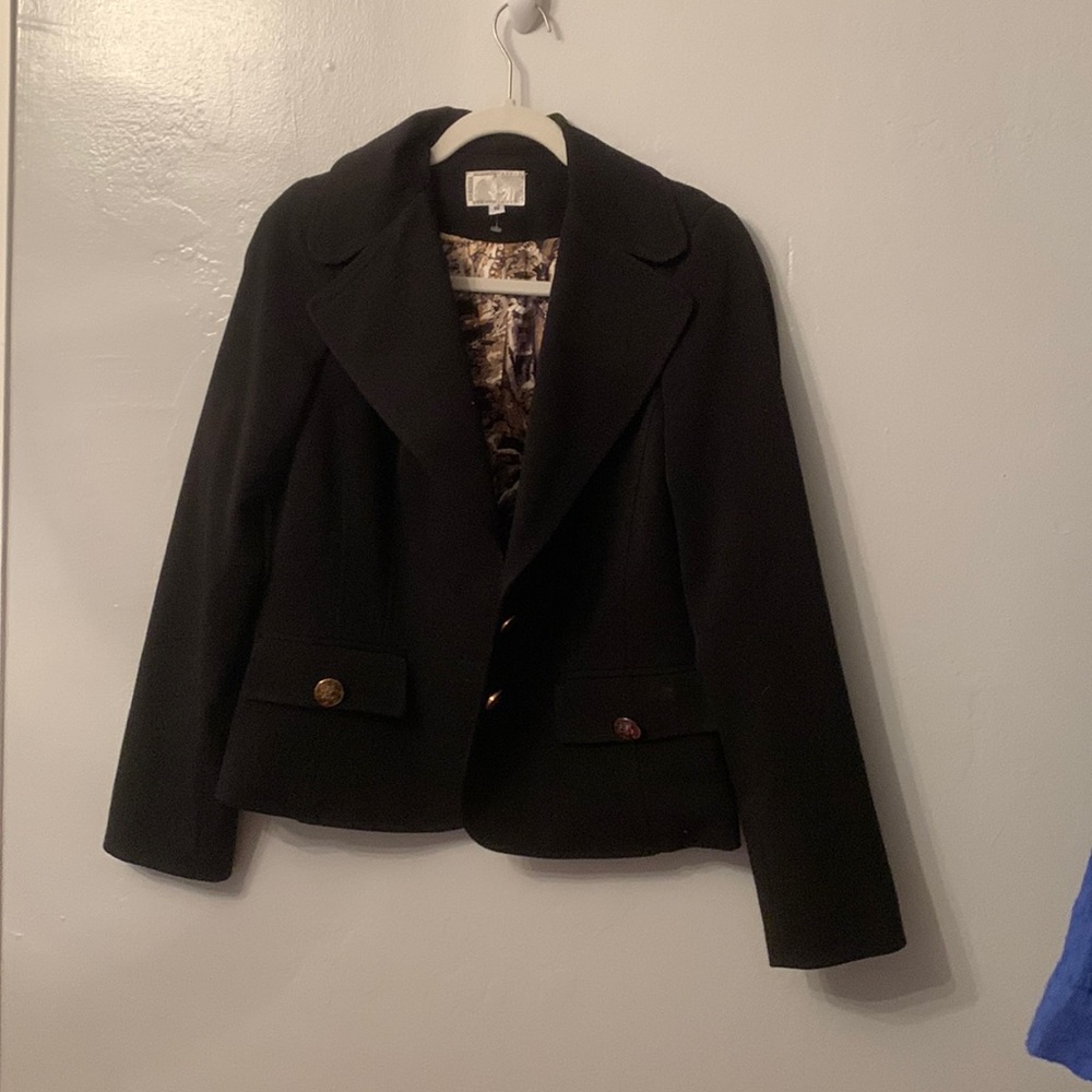 Black Buttoned Jacket With Patterned Inner Lining - image 1